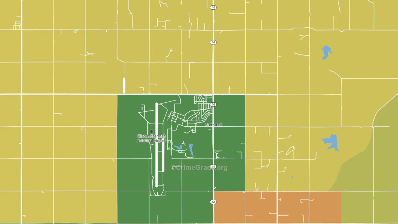 Burns Flat, OK Map of Theft Rates