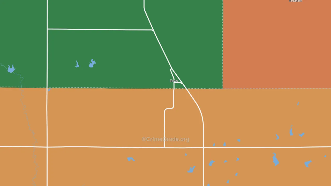 Burns, KS Map of Theft Rates