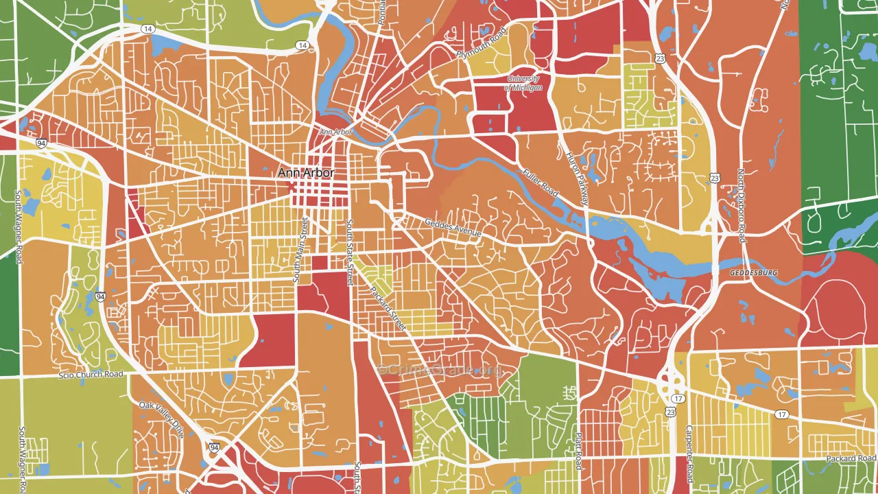 Burns Park, Ann Arbor, MI Map of Theft Rates