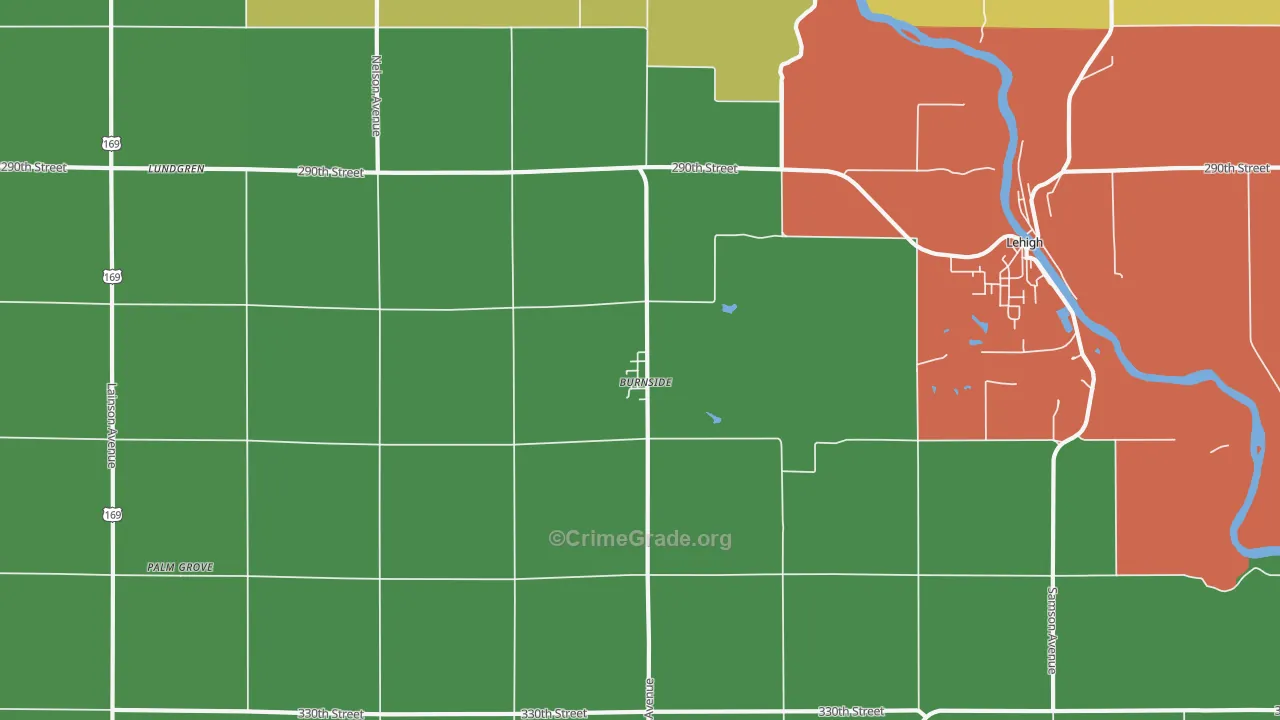Burnside, IA Map of Theft Rates