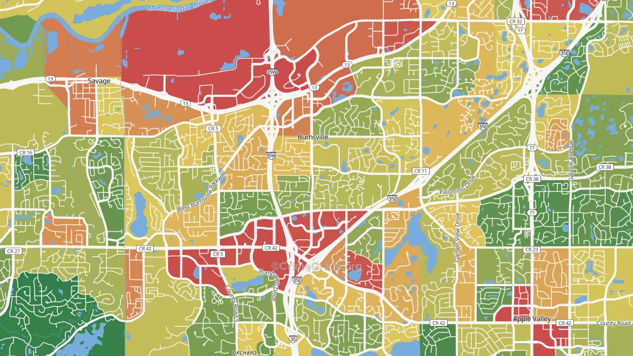 Burnsville, MN Map of Theft Rates