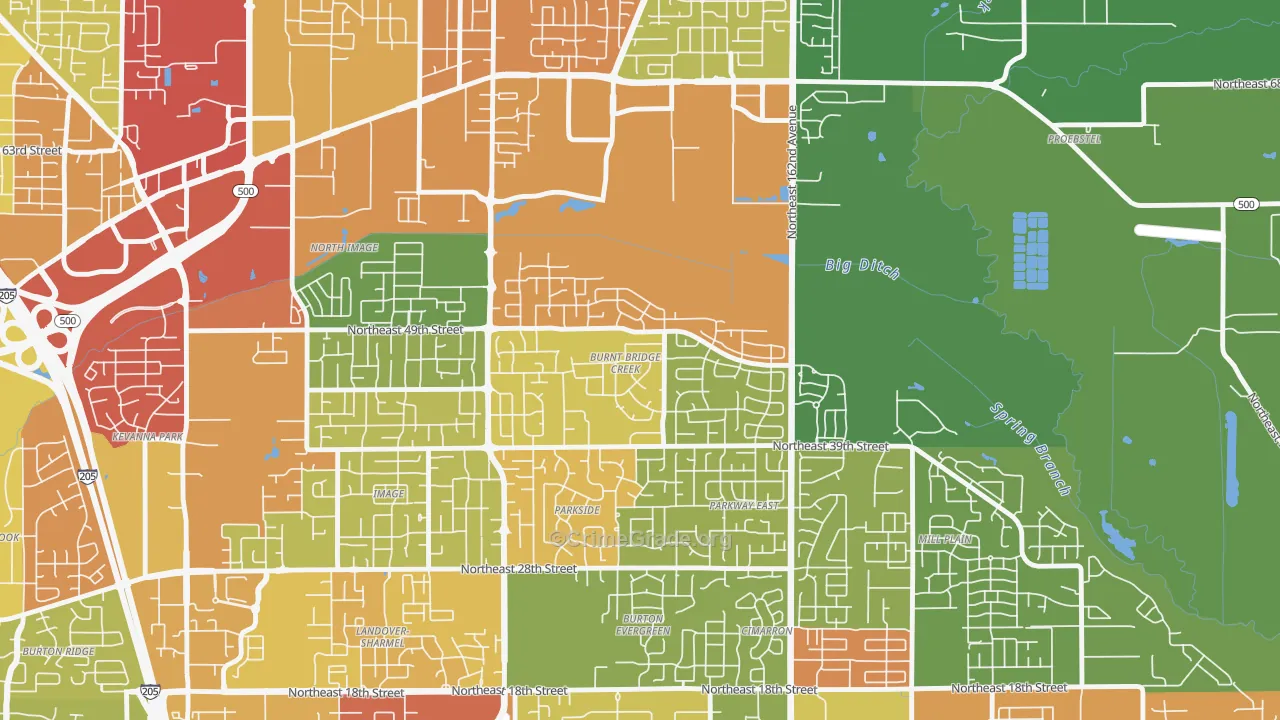 Burnt Bridge Creek, Vancouver, WA Map of Theft Rates