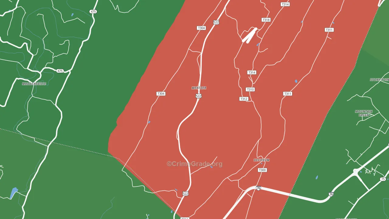 Burnt Cabins, PA Map of Theft Rates