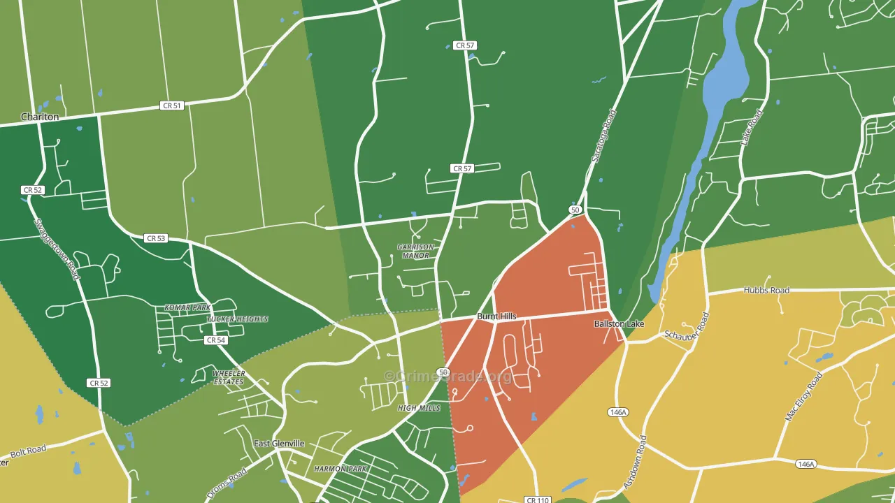 Burnt Hills, NY Map of Theft Rates