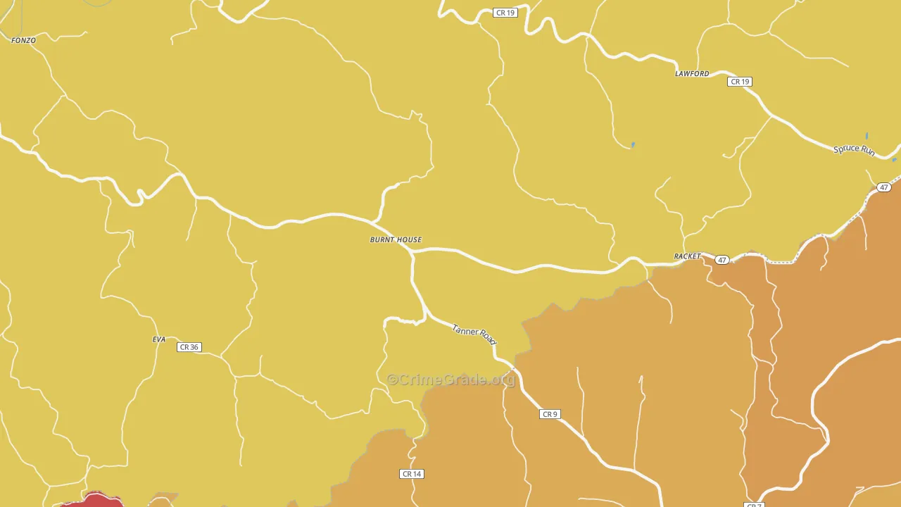 Burnt House, WV Map of Theft Rates