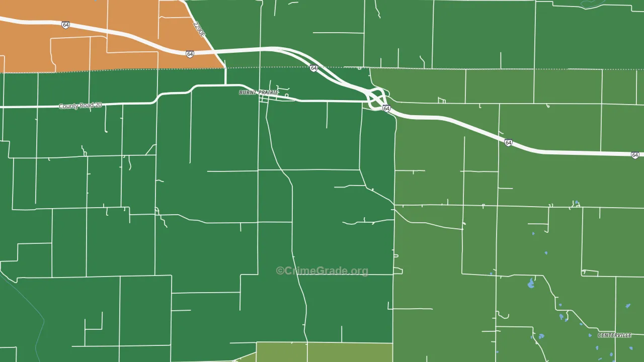 Burnt Prairie, IL Map of Theft Rates