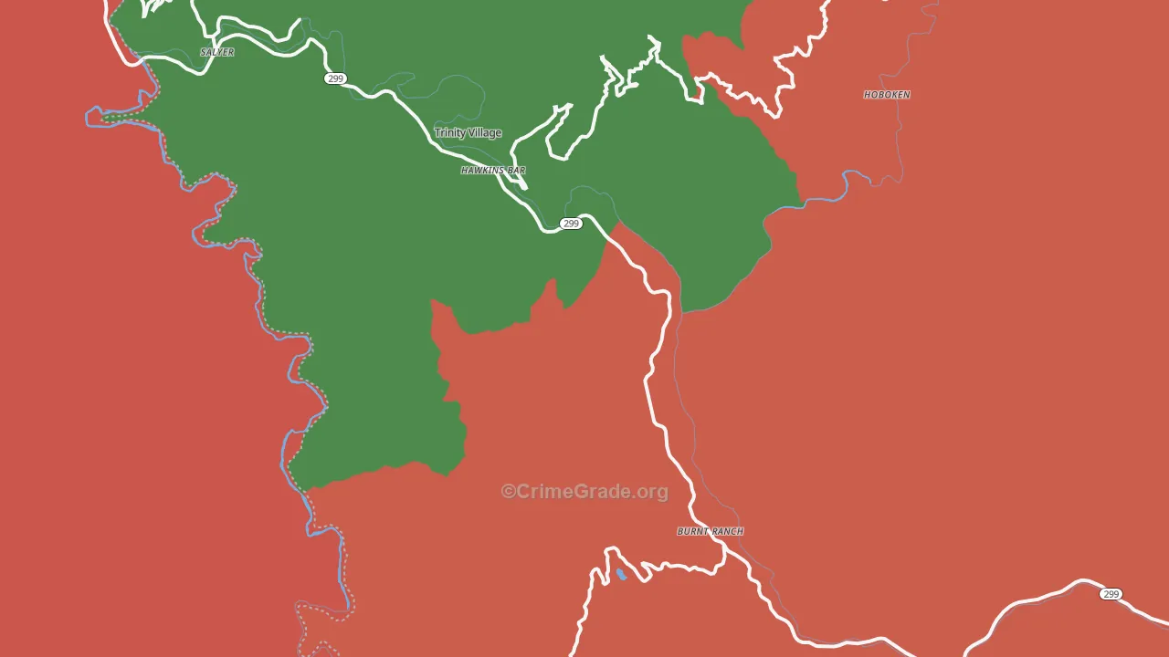 Burnt Ranch, CA Map of Theft Rates