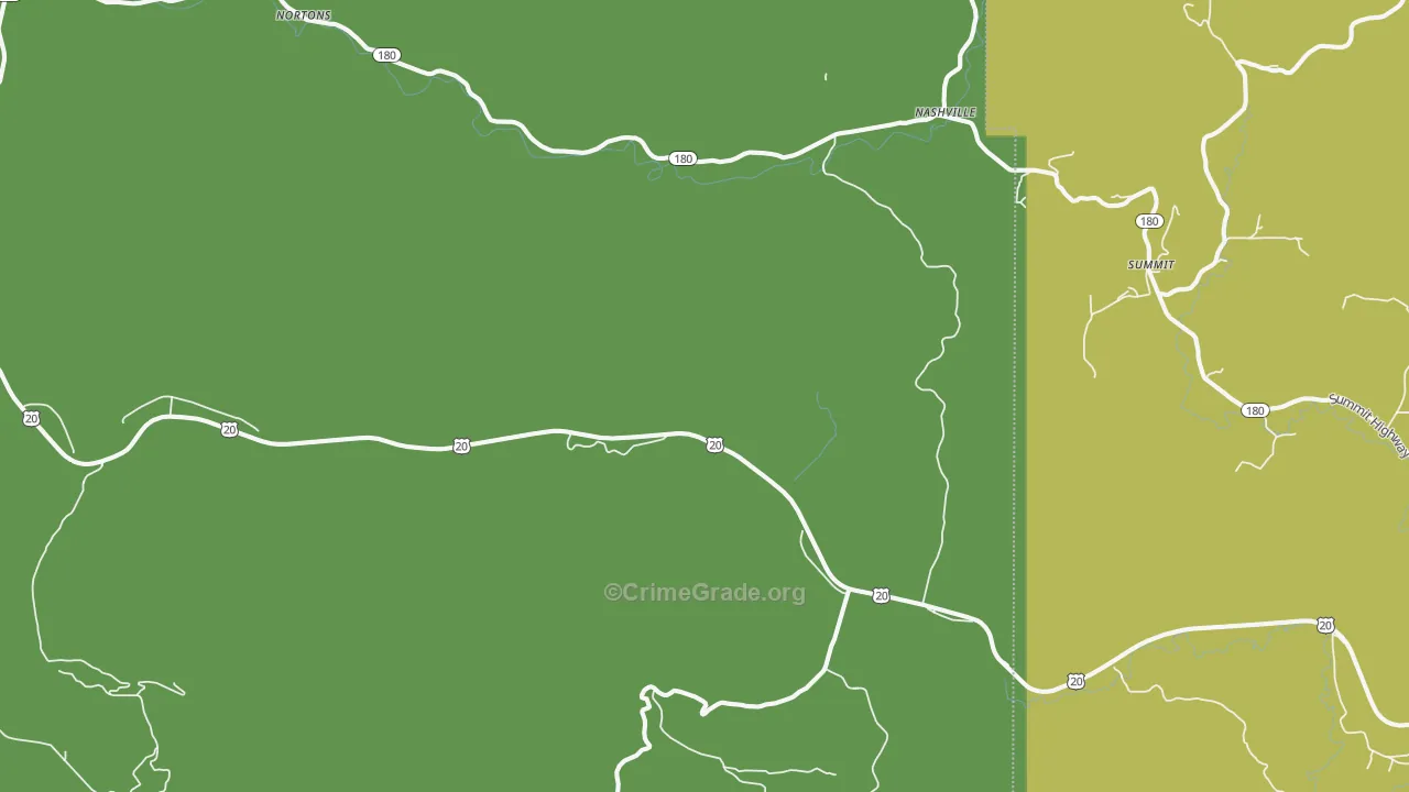 Burnt Woods, OR Map of Theft Rates