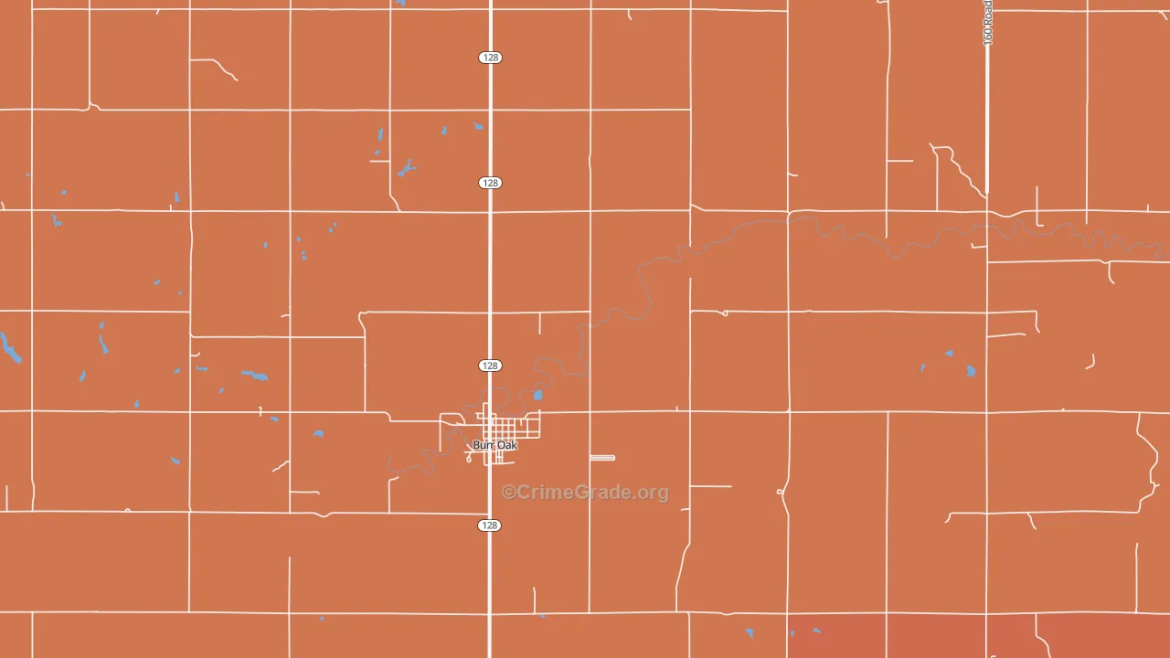 Burr Oak, KS Map of Theft Rates