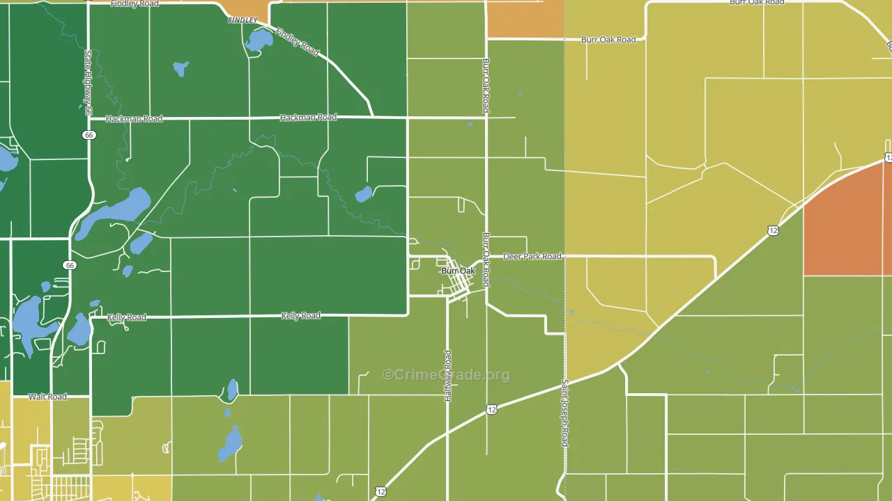 Burr Oak, MI Map of Theft Rates