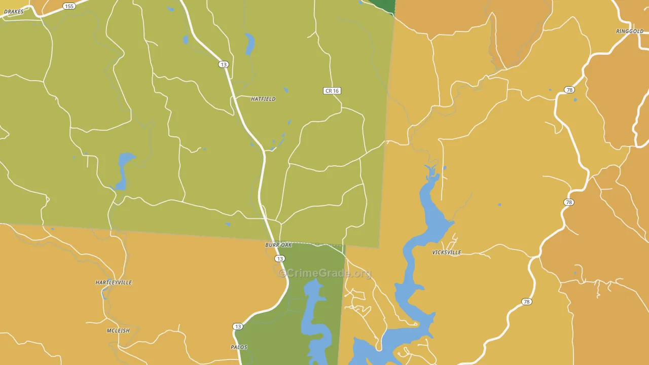 Burr Oak, OH Map of Theft Rates