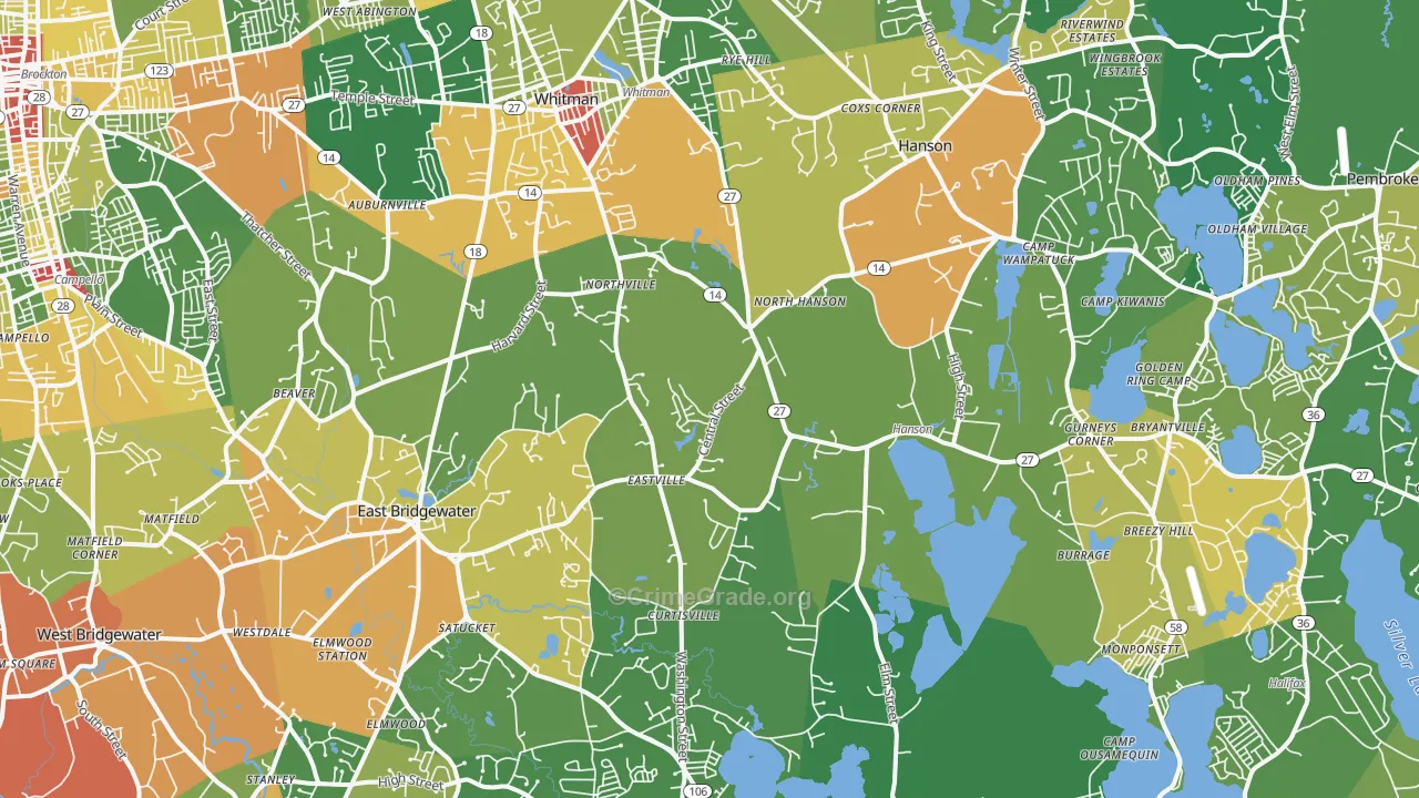 Burrage, Hanson, MA Map of Theft Rates
