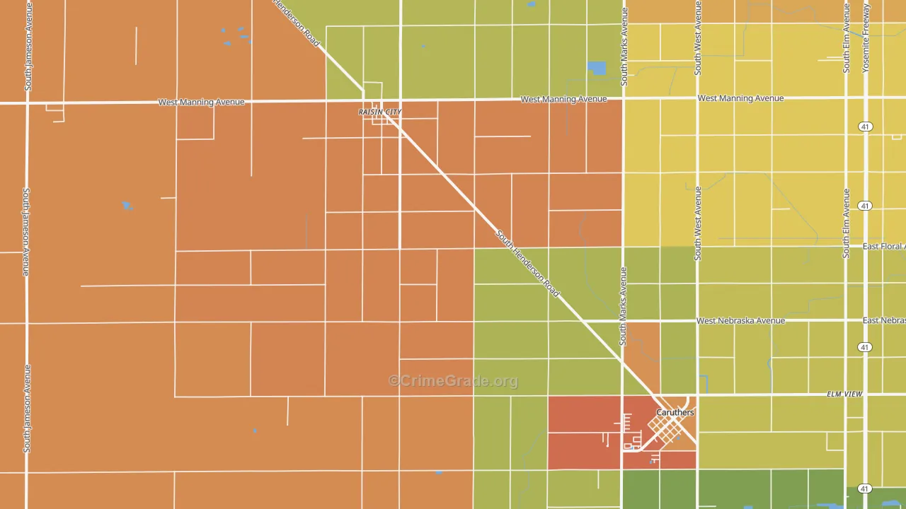 Burrel, CA Map of Theft Rates