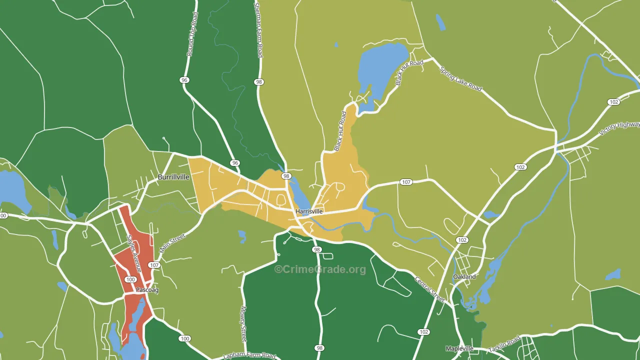 Burrillville, RI Map of Theft Rates