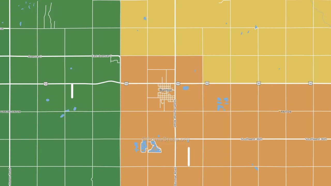 Burrton, KS Map of Theft Rates