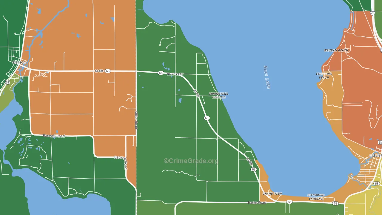 Burt Lake, MI Map of Theft Rates