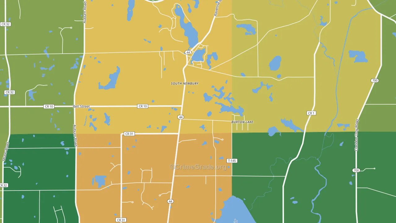 Burton Lake, OH Map of Theft Rates