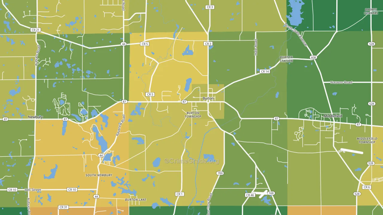 Burton, OH Map of Theft Rates