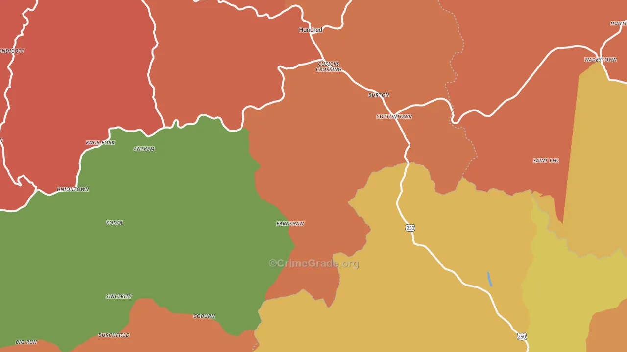 Burton, WV Map of Theft Rates