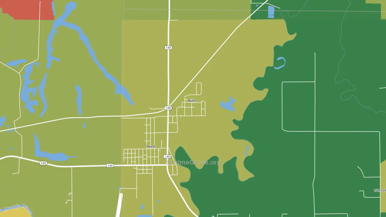 Bush, IL Map of Theft Rates