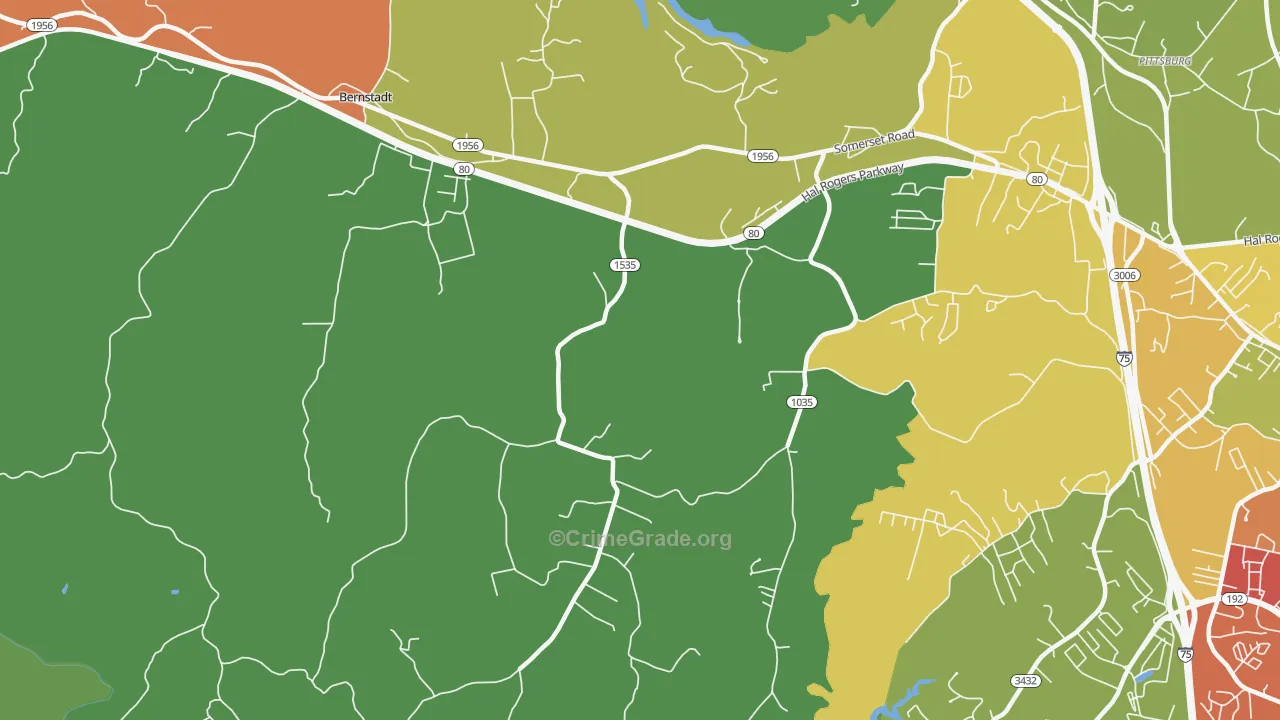Bush, KY Map of Theft Rates