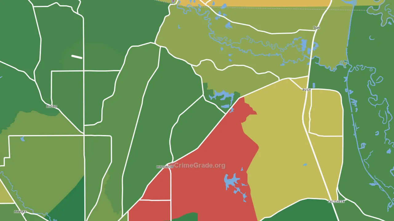 Bush, LA Map of Theft Rates