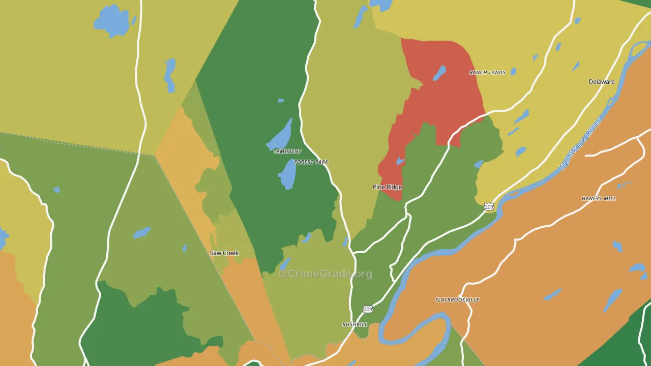 Bushkill, PA Map of Theft Rates