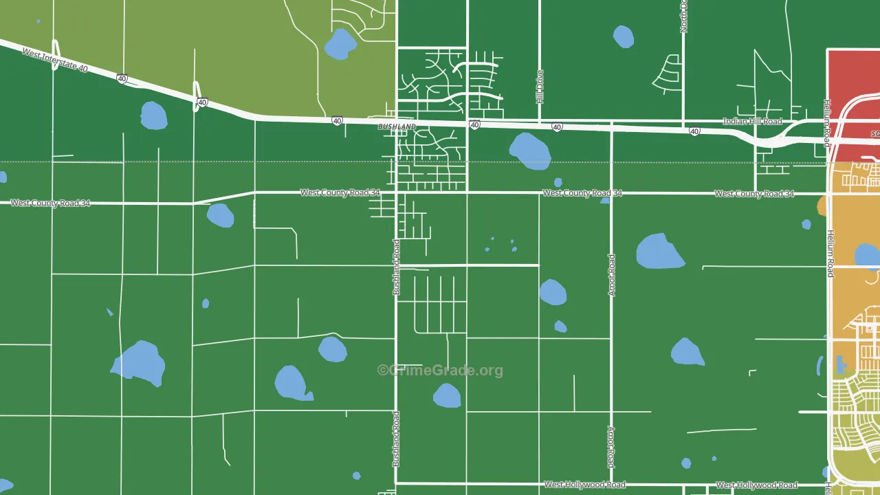 Bushland, TX Map of Theft Rates