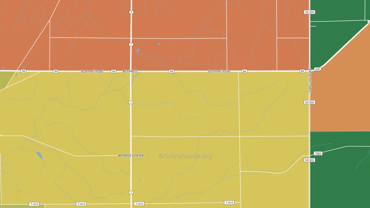 Bushnell, OH Map of Theft Rates
