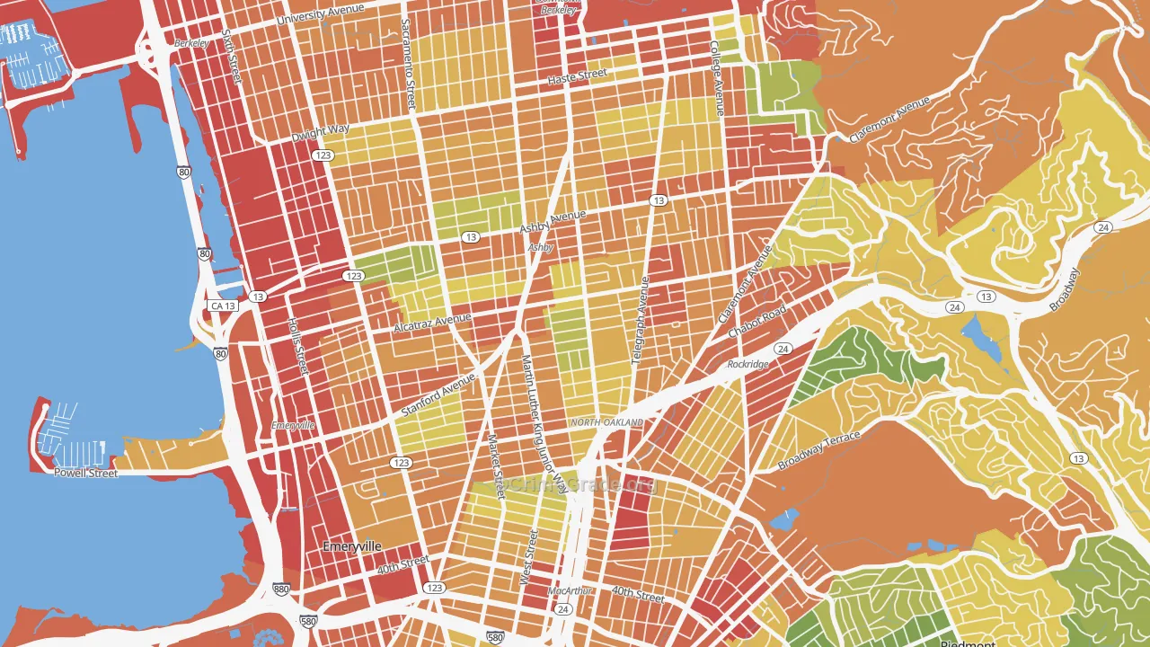 Bushrod, Oakland, CA Map of Theft Rates