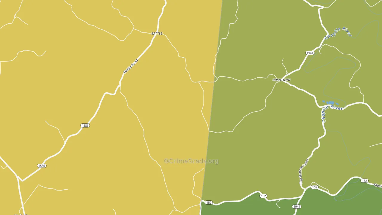 Bushtown, KY Map of Theft Rates