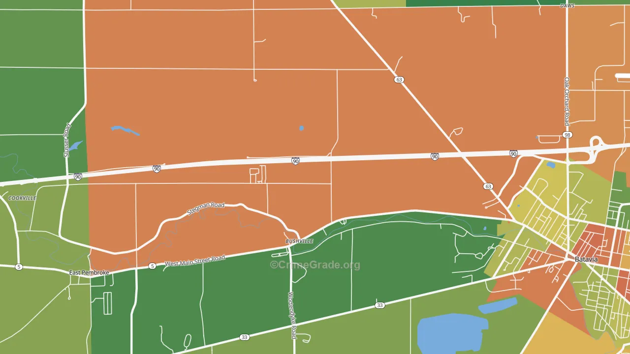Bushville, NY Map of Theft Rates