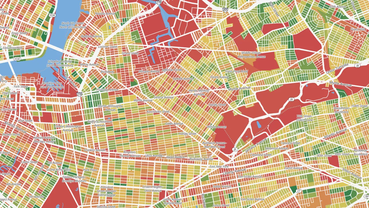 Bushwick, Brooklyn, NY Map of Theft Rates