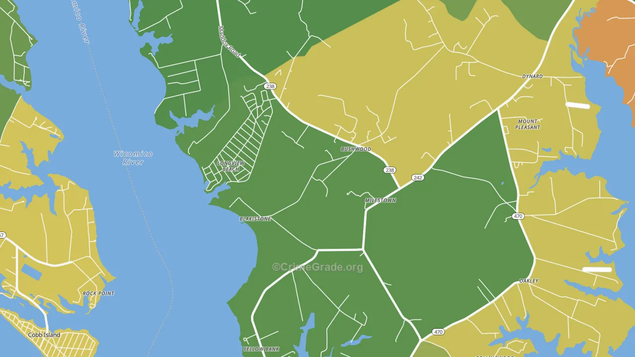 Bushwood, MD Map of Theft Rates
