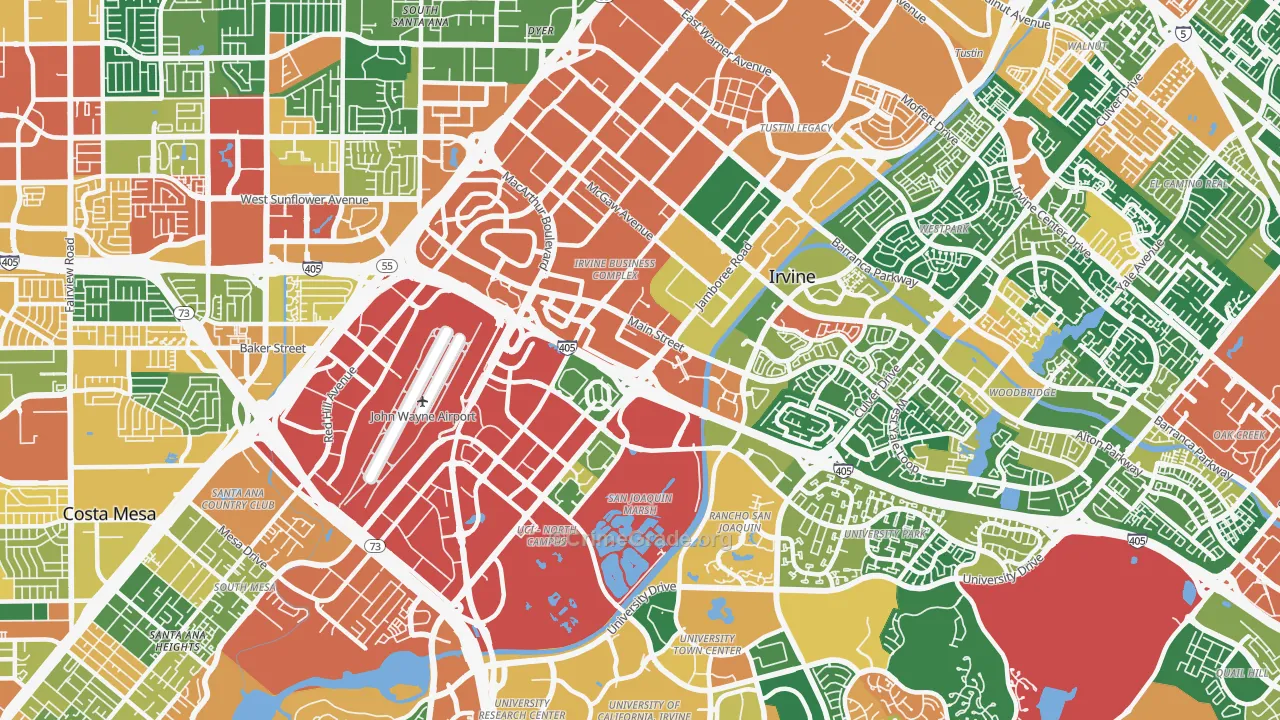 Business District, Irvine, CA Map of Theft Rates