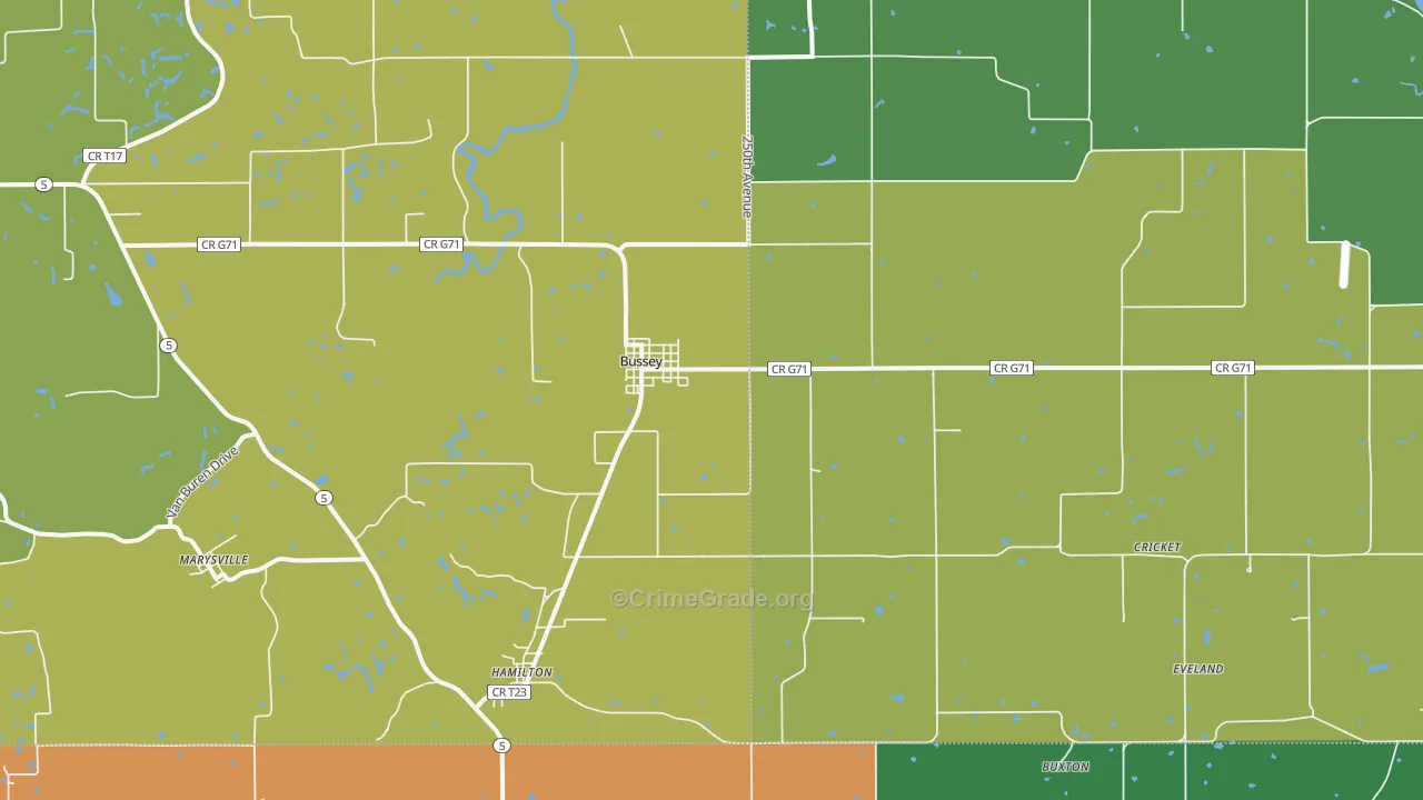 Bussey, IA Map of Theft Rates