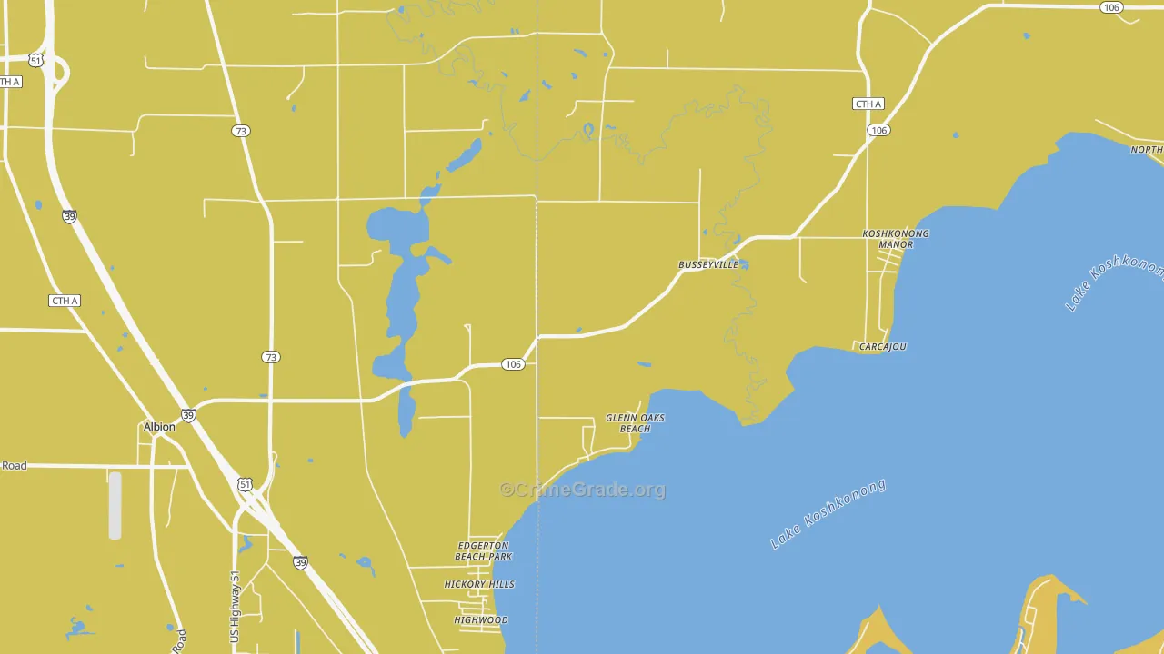 Busseyville, WI Map of Theft Rates