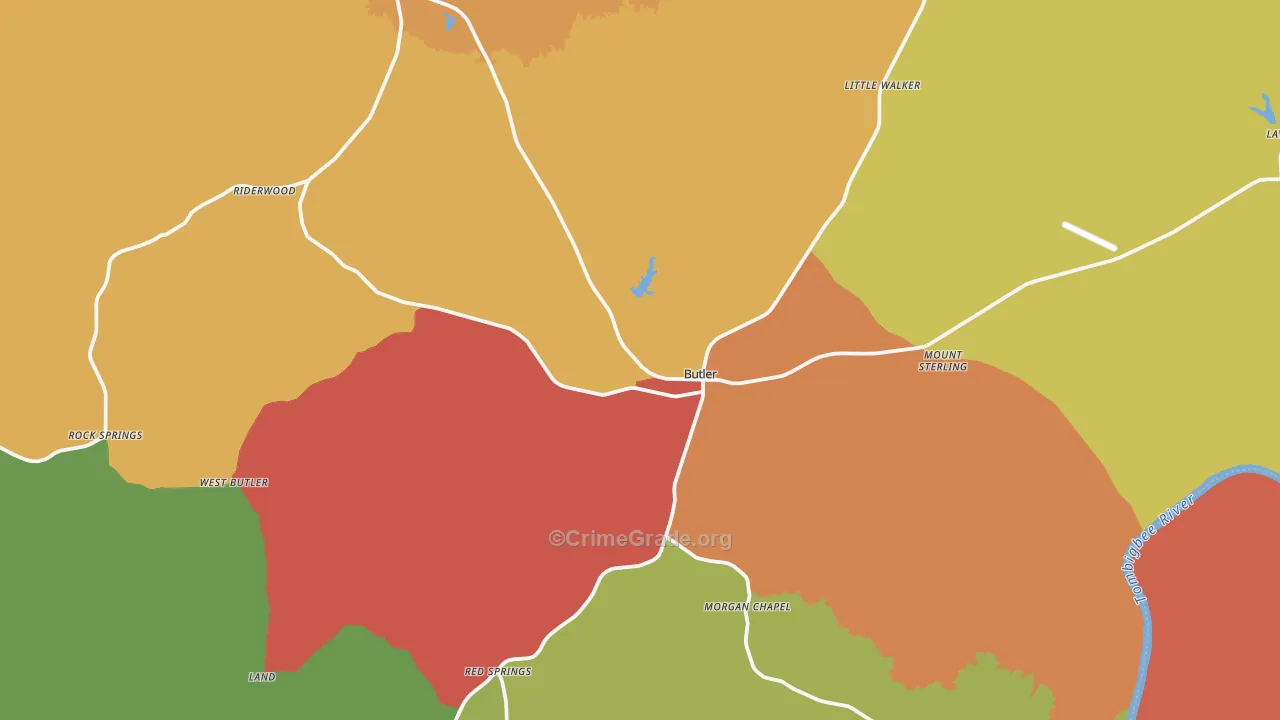 Butler, AL Map of Theft Rates