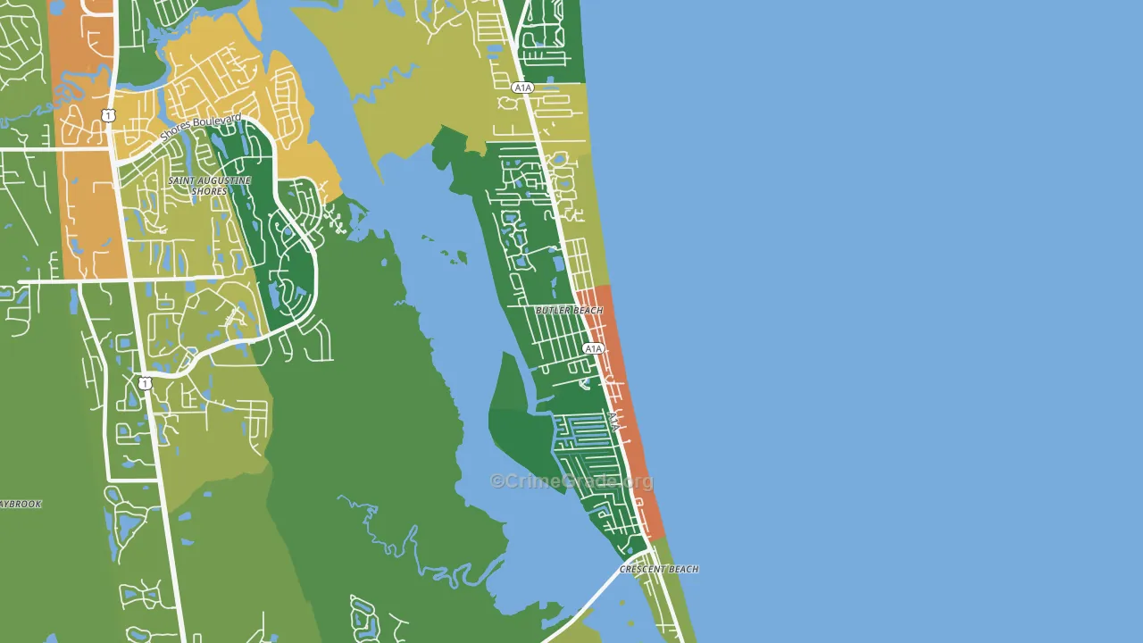 Butler Beach, FL Map of Theft Rates