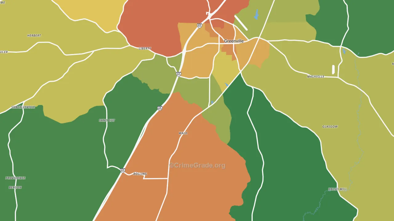 Butler County, AL Map of Theft Rates