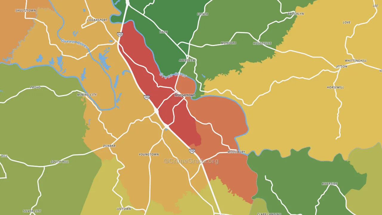 Butler County, KY Map of Theft Rates