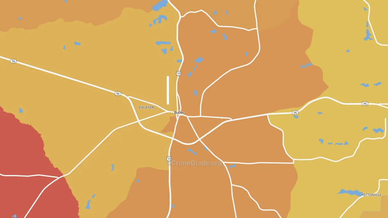 Butler, GA Map of Theft Rates