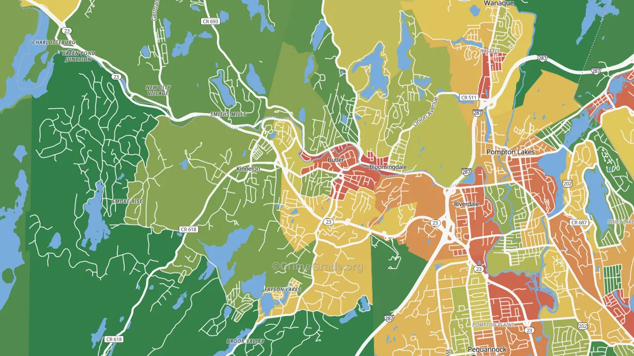 Butler, NJ Map of Theft Rates