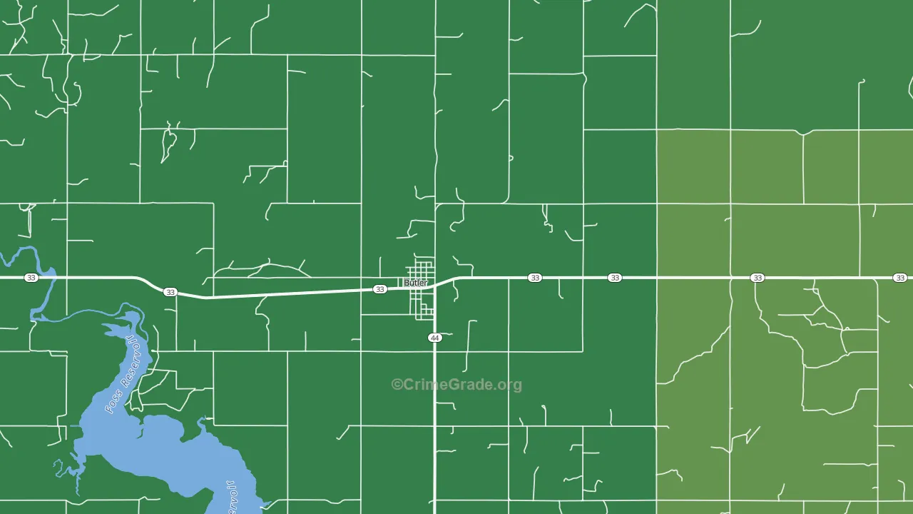 Butler, OK Map of Theft Rates