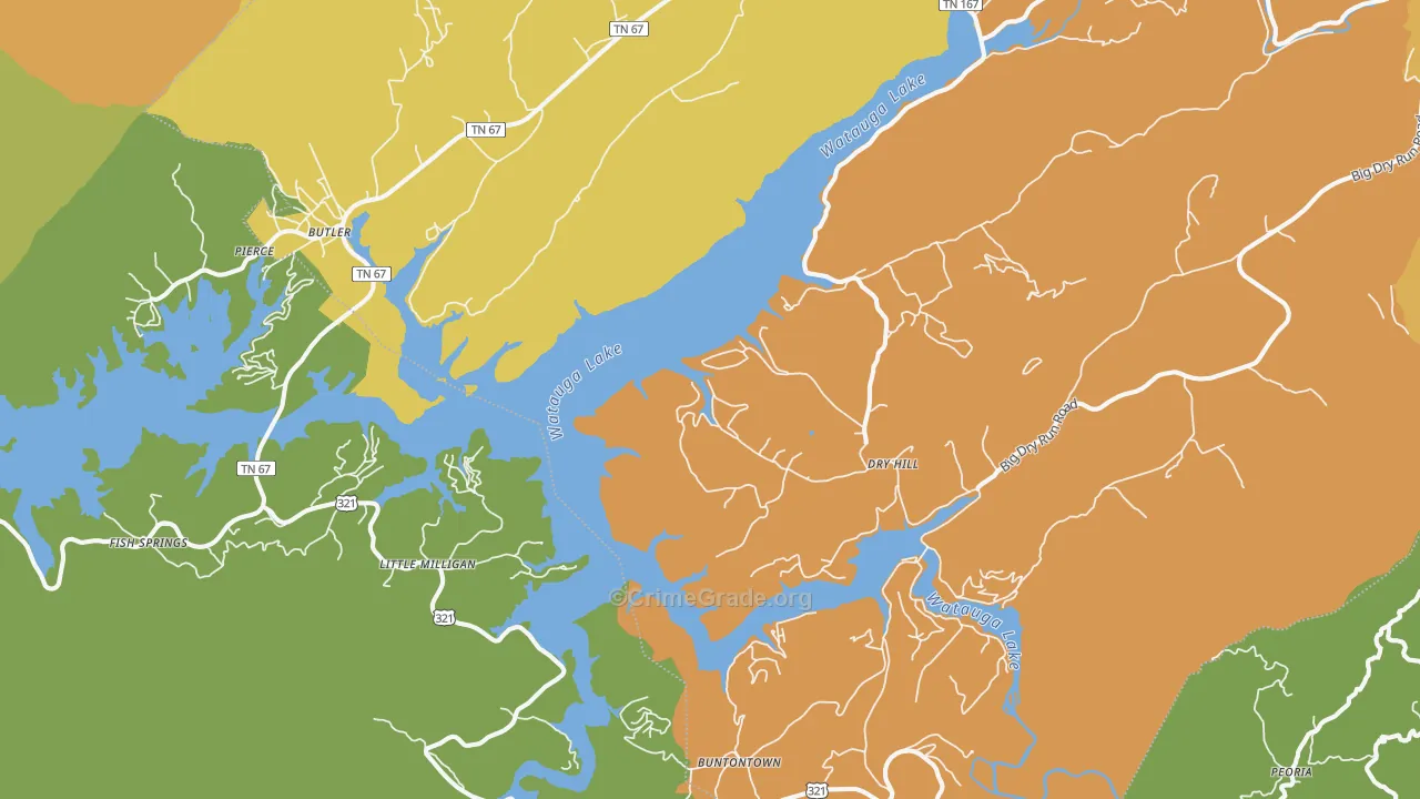 Butler, TN Map of Theft Rates