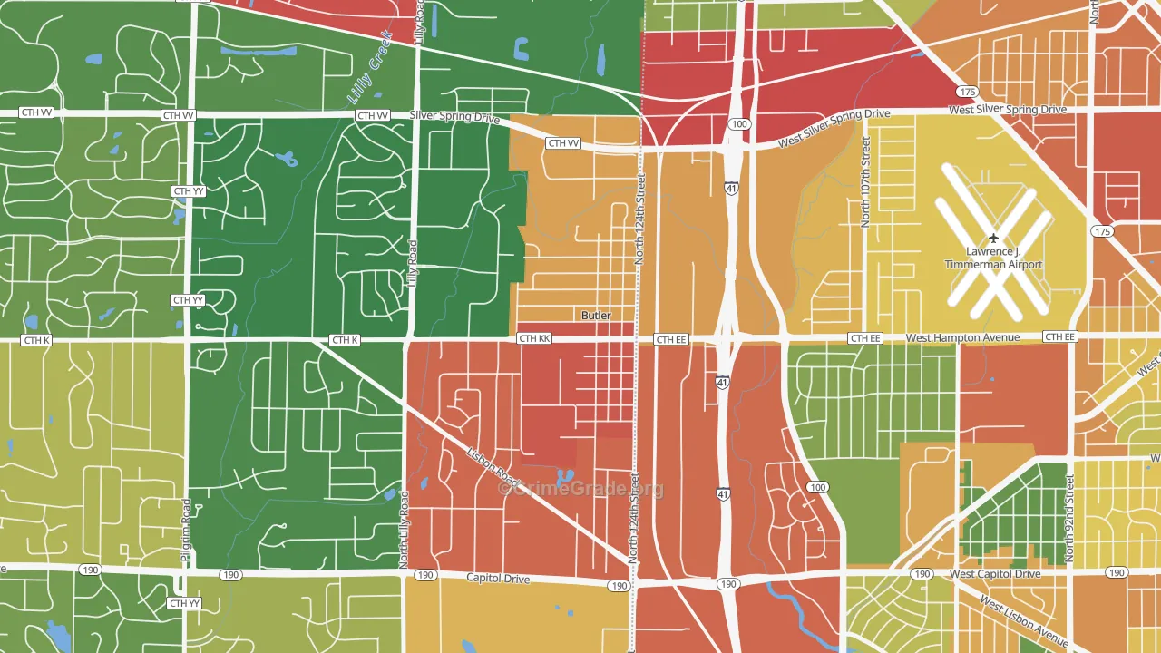 Butler, WI Map of Theft Rates