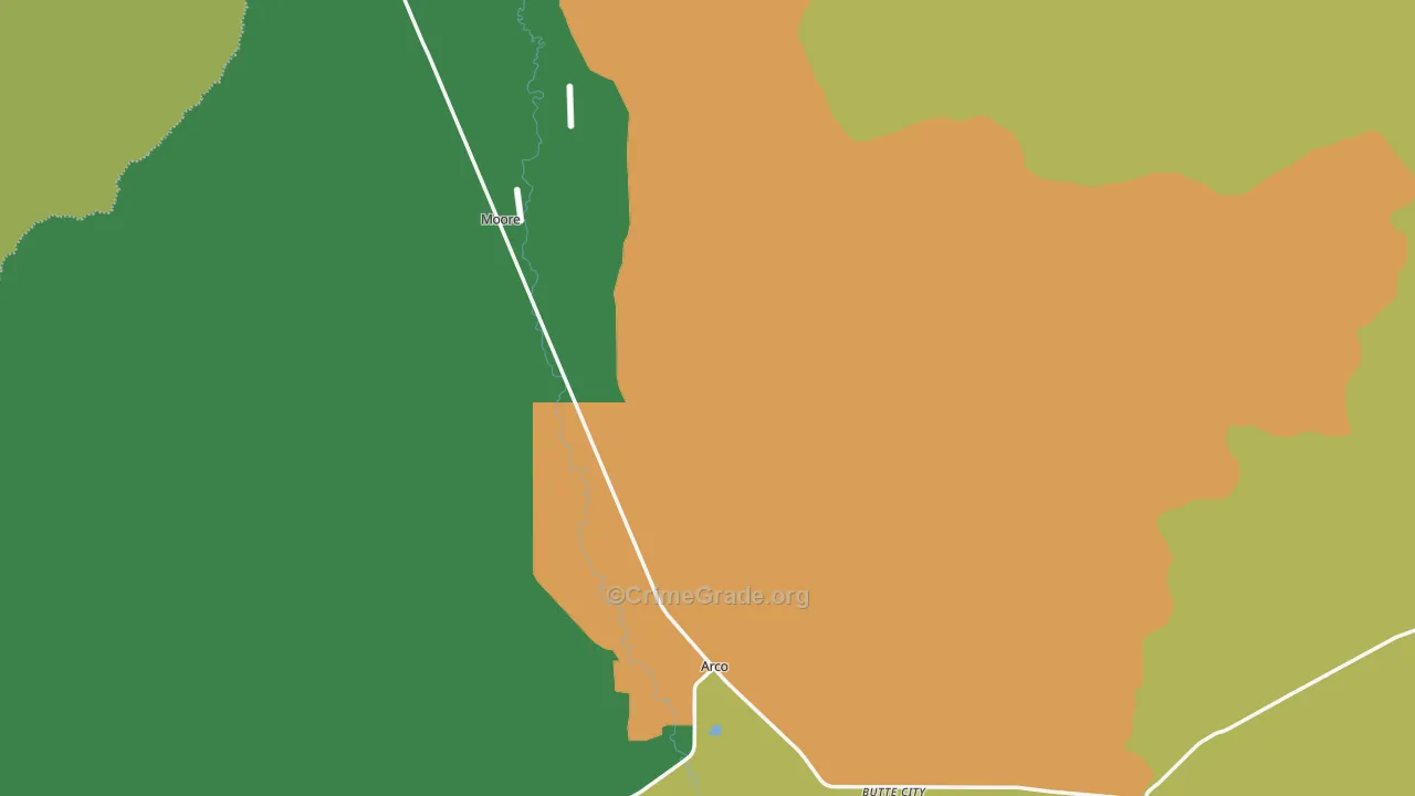 Butte County, ID Map of Theft Rates