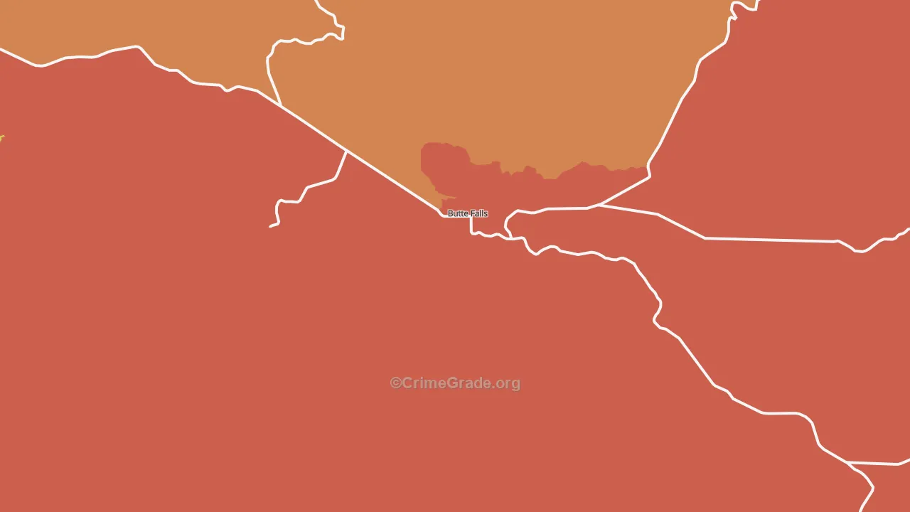 Butte Falls, OR Map of Theft Rates
