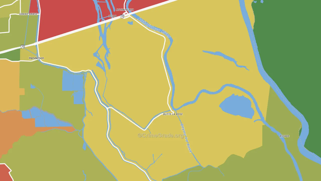 Butte La Rose, LA Map of Theft Rates