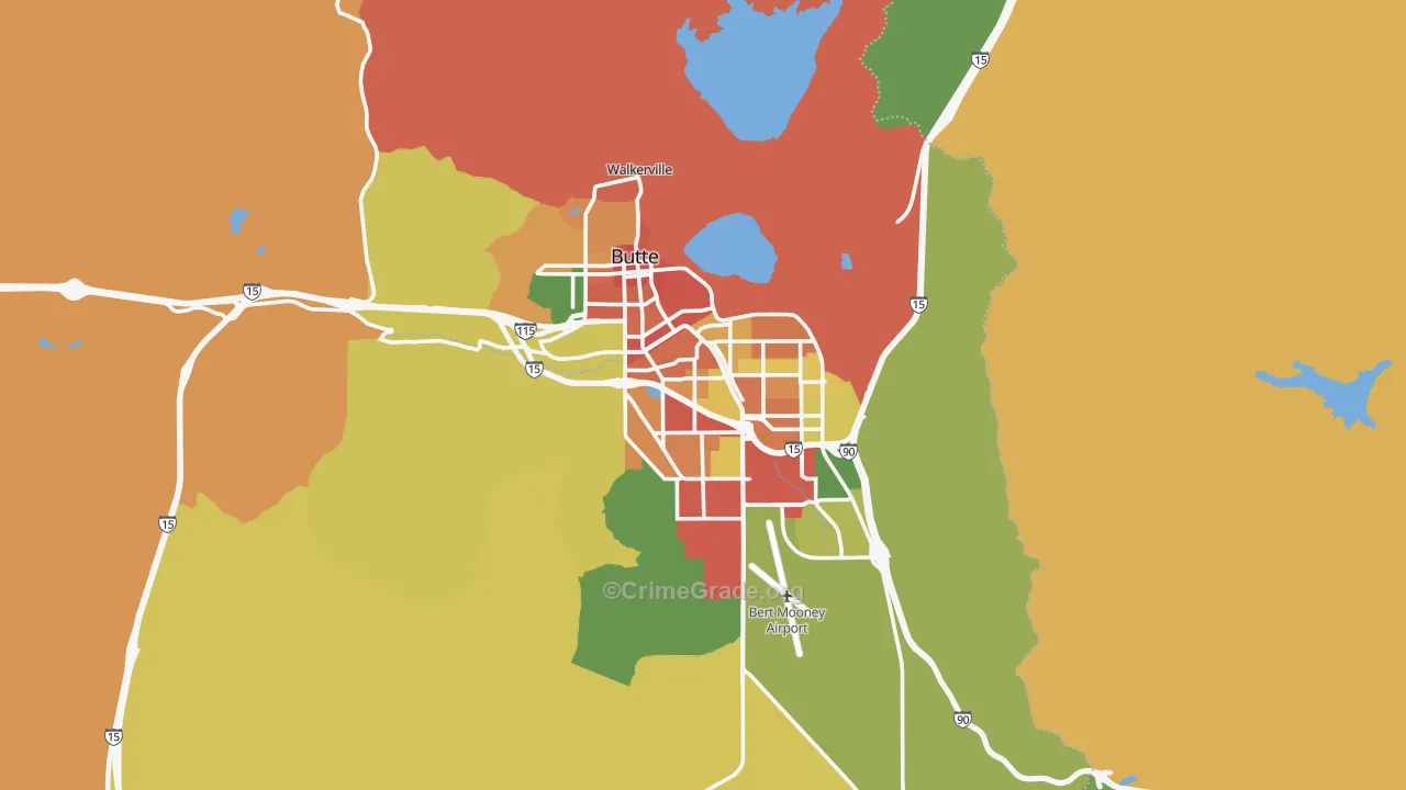 Butte, MT Map of Theft Rates